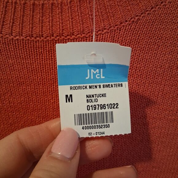 NWT J. McLaughlin Mens Rodrick Crew  Neck Sweater M Nantucket Red Linen Blend - Picture 3 of 7